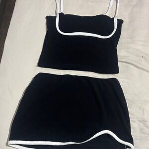 Revolve Elegant Black and White Women's Skirt Set